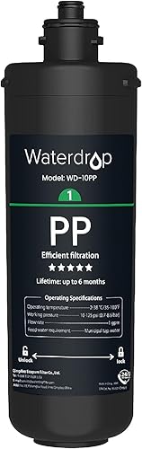 Miniatura 12 de Waterdrop WD-10CM debajo del filtro de agua del fregadero, reemplazo TSB-CM sistema de filtro de agua debajo del fregadero de 3 etapas Satén