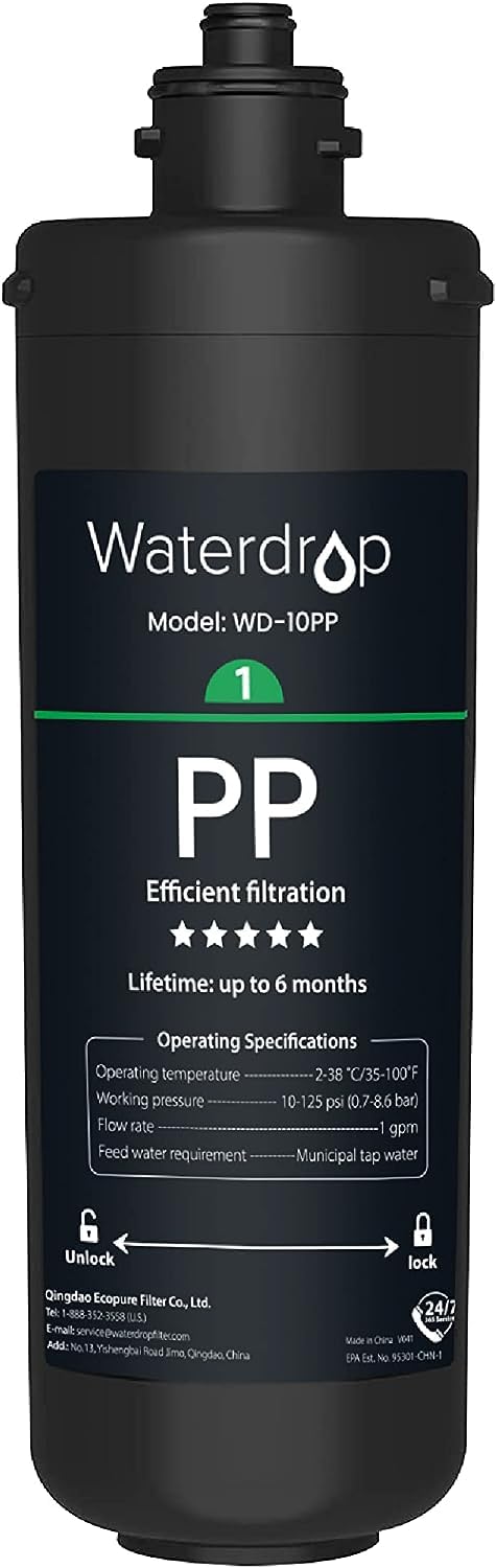 Waterdrop WD-10PP Under Sink Water Filter Replacement for Waterdrop TSA TSB TSB-CM 3-stage Under Sink Water Filter System