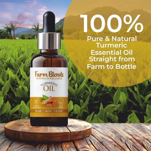 Image of Farm Blends Turmeric Essential Oil 100% Undiluted Pure | Marks, Strong Hair | Farm To Home | Natural | Corcuma longa|15ML + 15ML (Pack of 2)