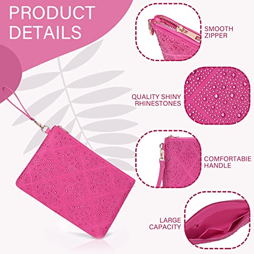 Er.roulour Evening Bag For Women Rhinestone Crystal Envelope Clutch Purses Square Handbags For Party Wedding Cocktail Prom (Magenta) #TOP4