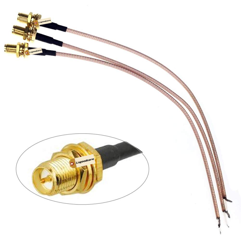 SMA-Female (Pin in Center, Outside Thread) to Pigtail Antenna Extension Cable- RG316 Coaxial Cable Connector Antenna Adapter,Pack of 3, Length 20Centimeters/8'',Lsgoodcare