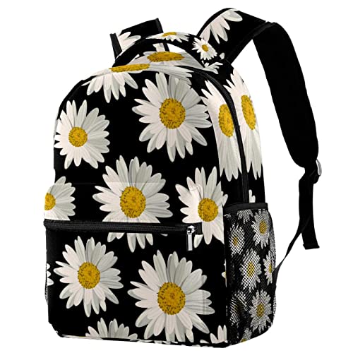 Mochila de margaritas con estampado floral de alta resistencia para uso universitario diario