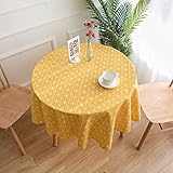 NATUCE Round Tablecloth, 150cm Dust-Proof Cotton Linen Table Cloth Circular Simple Style Table Cover for Buffet, Wedding, Restaurant, Party-Yellow - Image 7