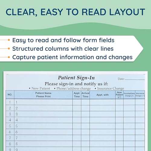 Image of Blue Summit 25 Patient Sign in Sheets HIPAA Compliant Peel Off, Privacy Sign in Sheets for Doctors Office, Carbon Copy 3 Part Forms with Peel Off Adhesive Labels, Blue