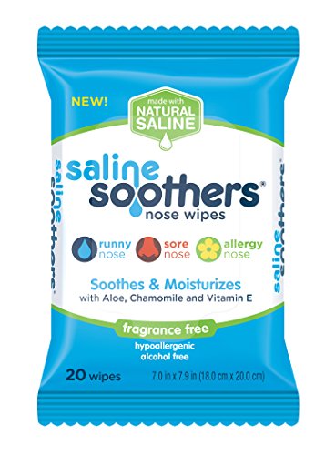 Wet Wipes for Face, Nose, Hands and Eyes, Single Pack Unscented by Saline Soothers, Moisturizing Tissue, Boogie Wipe, Allergy Relief, 20 Count