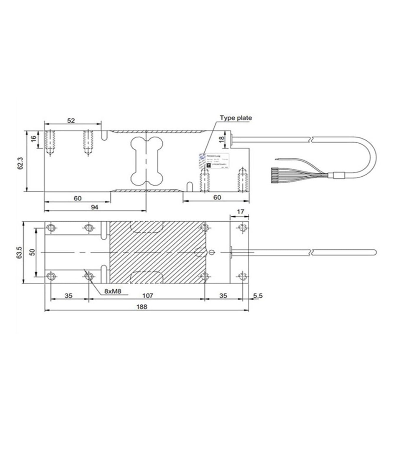 Balance d'emballage en Aluminium à Cellule de Charge PW16AC3/50KG, échelle à trémie, Plate-Forme, échelle à Ceinture(30kg)