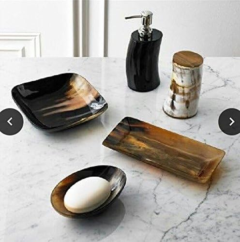 Real Horn Bath Set of Wash Room Goblet Soap Set Stylish Bathroom Set for Luxury Bathrooms Rustic Vintage Home Decor Gifts