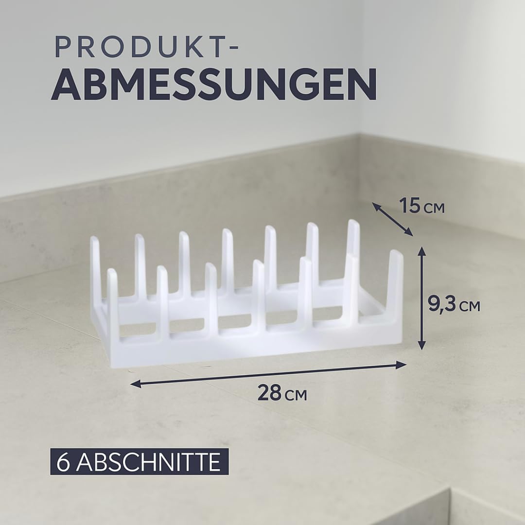 Topfdeckelhalter – Platzsparender Deckelhalter für bis zu 6 Deckel & Pfannen | Perfekte Küchenorganisation für Schubladen & Arbeitsplatten (Weiss)