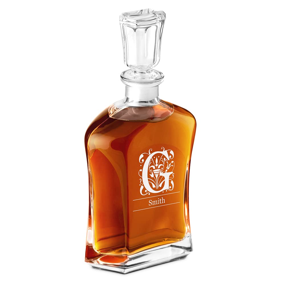 Maverton Whisky Carafe with Engraving - 700ml Classical Spirits Decanter - airtight Seal - Elegant Design - Gift for Women- Personalised - Letter