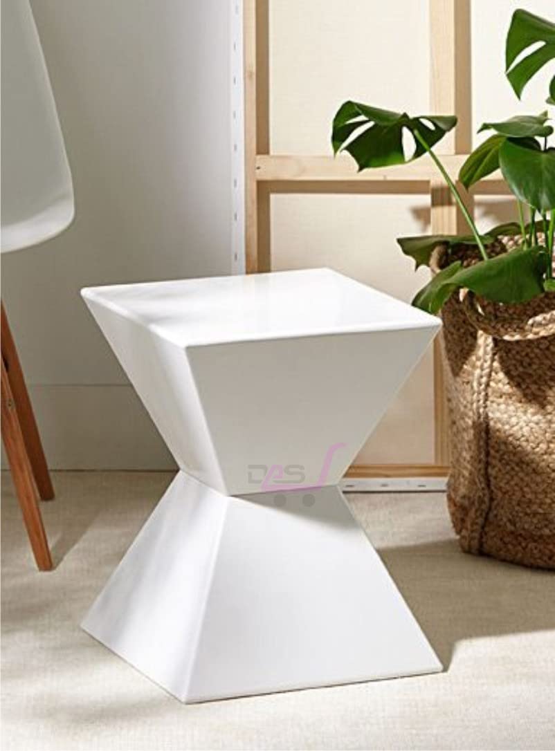 Collection Geometric Square Top Side End Accent Table (White)(Wood)