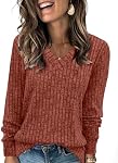 SAMPEEL V Neck Long Sleeve Shirts for Women Casual Fall Tops Lightweight Tunic Sweaters Fashion Clothes 2025 S-2XL