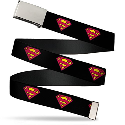 Buckle-Down DC Comics Belt, Flip Web Belt Superman Shield Black
