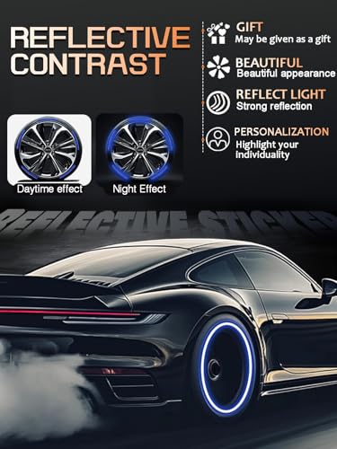 Image of Maicican Blue a Reflective PVC Wheel Eyebrow Stickers, Set of 20, Night Safety Warning, Anti-Scratch, Waterproof, Outdoor Use