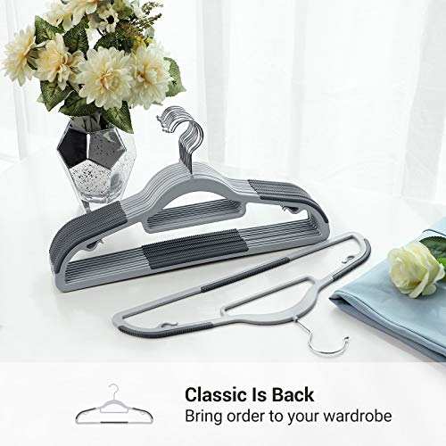 Songmics Pack Of 50 Coat Hangers, Heavy-Duty Plastic Hangers With Non-Slip Design, Space-Saving Clothes Hangers, 0.2” Thick, 16.5” Long, 360° Swivel Hook, Light And Dark Gray Ucrp20G50 #TOP2