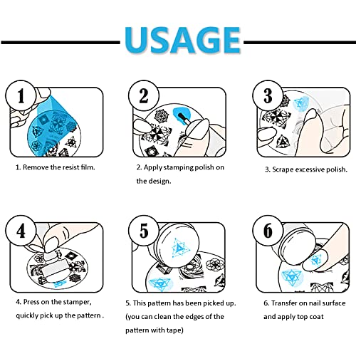 DANNEASY 6 peças de placa de estampagem de unhas de Halloween Natal carimbos de unhas de férias plac