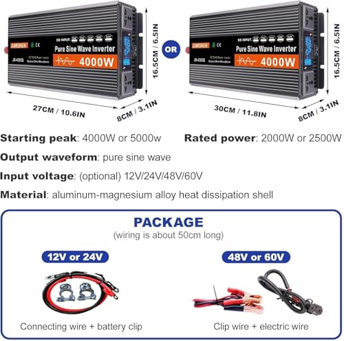 Onduleur pure sinus 5000W DC 12V à AC 220V pour voiture