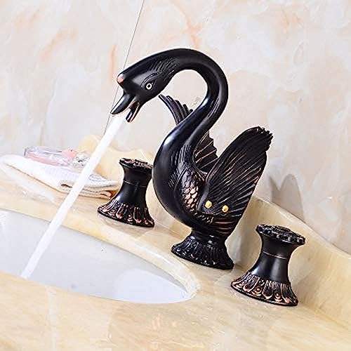Robinet de bassin haut de gamme noir à trois trous pour vasque