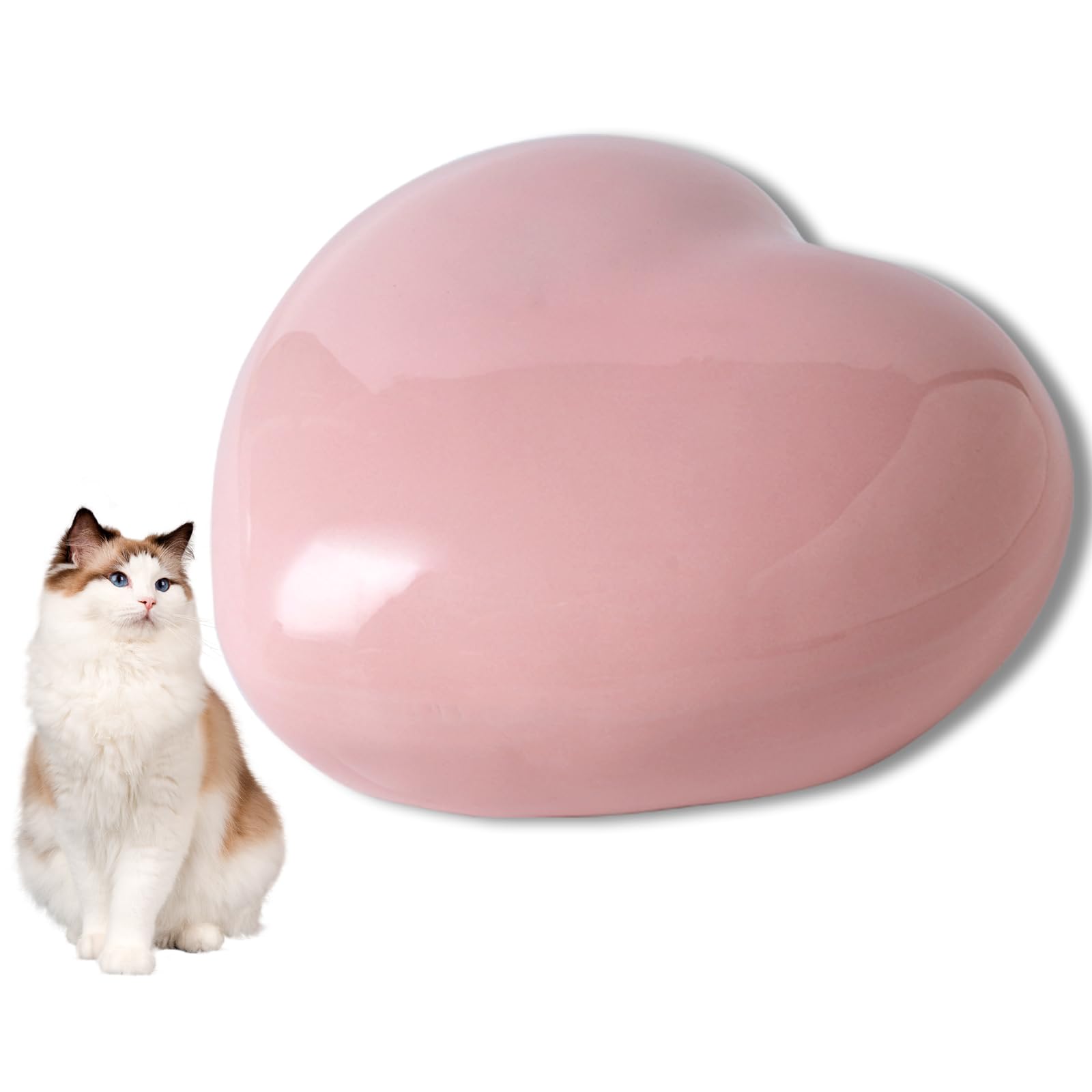 Duuclume Heart Ceramic Urn for Pet Ashes,Cat Dog Memorial Keepsake Urn,Pet Funeral or Remembrance Gift (Pink)