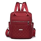 Nuevo doble uso doble mochila mochila al aire libre viaje Oxford tela práctica escuela casual moda mujer mochila roja viaje mochila (color: rojo)