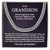 GLAVICY Grandson Cuban Link Necklace Gift From Grandma Nana Grandpa | Grandson Gifts From Grandparen