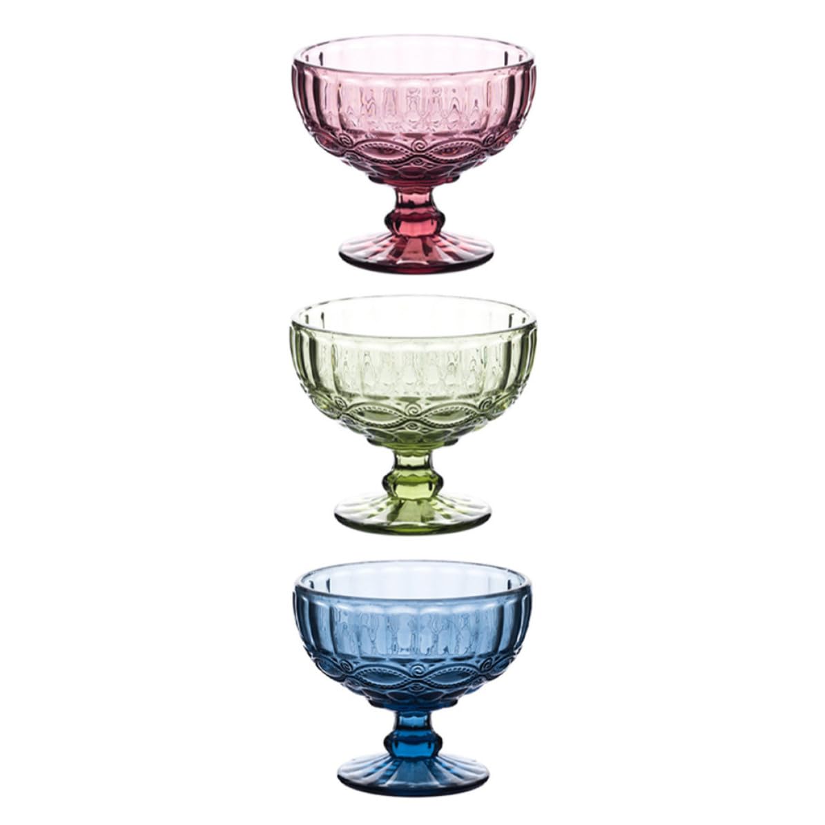 Copas de postre de vidrio, recipiente para helado, 3 piezas, transparentes, de vidrio, para hoteles y fiestas navideñas
