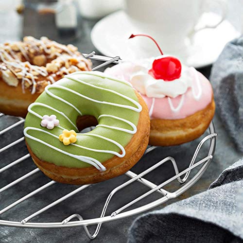 HaWare Abkühlgitter Rund 2er Set, 100% Edelstahl Kuchengitter Auskühlgitter zum Backen Kühlen Dämpfen, Idea für Topf/Ofen/Backform/Kuchenform, Ofen- und Spülmaschinenfest (27cm)