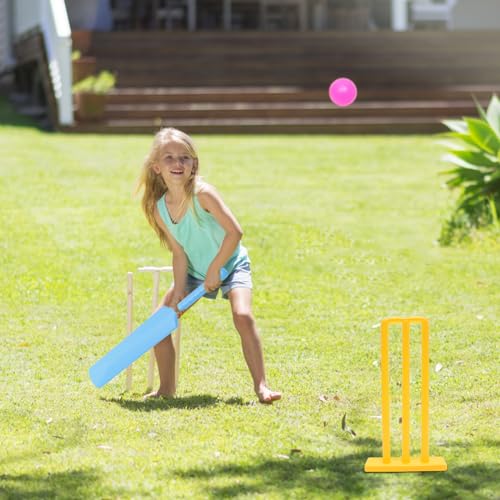 Mipcase Kids Cricket Set, PP Cricket Bat Set Plastic Cricket Bat with 2 Balls Cricket Kit with Stump for Garden, Backyard, Outdoor Indoor Parent-Child Sport - Thumbnail 5