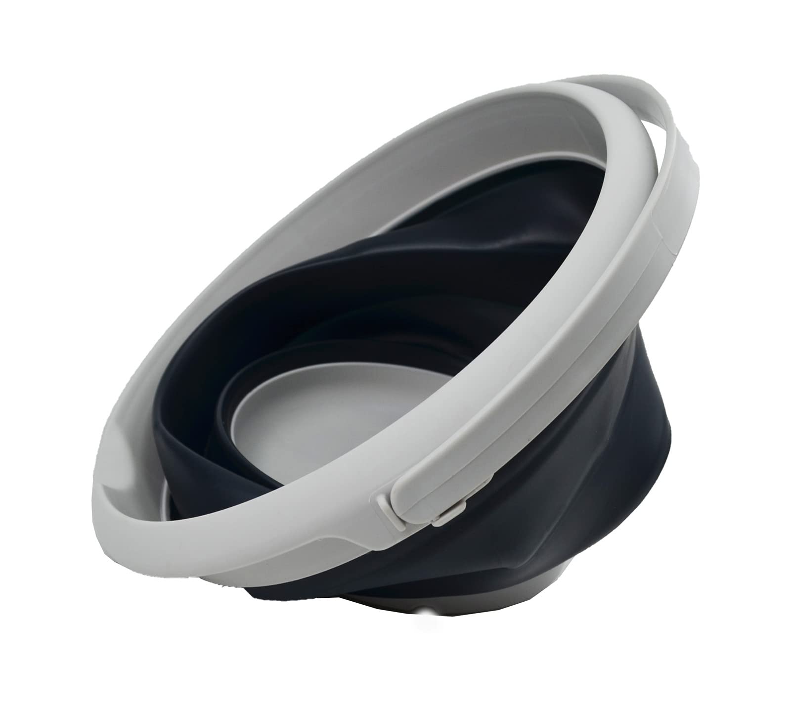 SAMMART Secchio in plastica da 8,5 l, pieghevole, rotondo, portatile, salvaspazio, per esterni, dimensioni: 31 cm di diametro (grigio, 2)