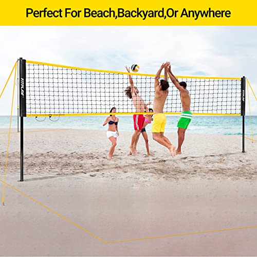 FITPLAY Portable Volleyball Net Outdoor, Professional Volleyball Net System with Poles, Volleyball,Pump, Boundary Line, and Carry Bag,Height Adjustable Volleyball Net Set for Backyard Beach, Lawn