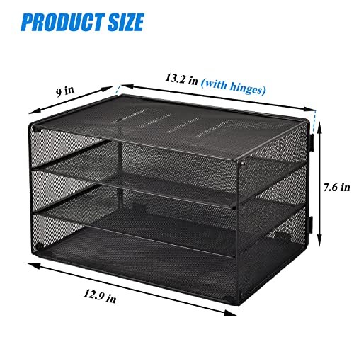 Easepres Paper Organizer Tray, 3 Tier Mesh Desk File Organizer Letter Sorter Holder For Home Office, Black #TOP6