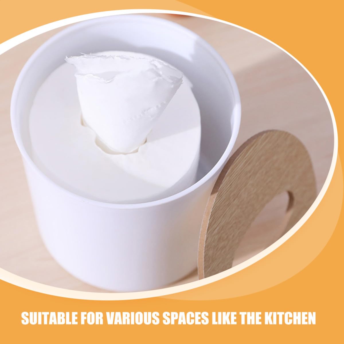 Dispensador Diseño Multifuncional 3 Piezas Redondo de Servilletas de Madera Blanco para Almacenamiento Conveniente en Cocina y Baño