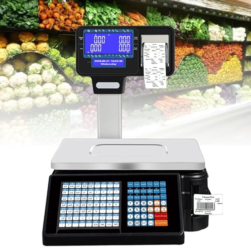 LYDZUSDP Digital Price Label Printing Scale,Electronics Barcode Scale for Supermarket Convenience Store,Double-Sided LCD Display,Digital Price Computing Scale