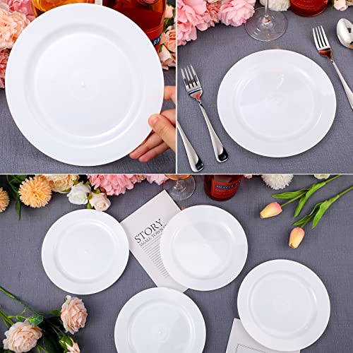 Sieral 200 Pieces Disposable Plates Plastic With Rim Hard Appetizer Salad Dessert 7.5 Inch Heavy Duty For Dinner Wedding Party Supplies(White) #TOP4