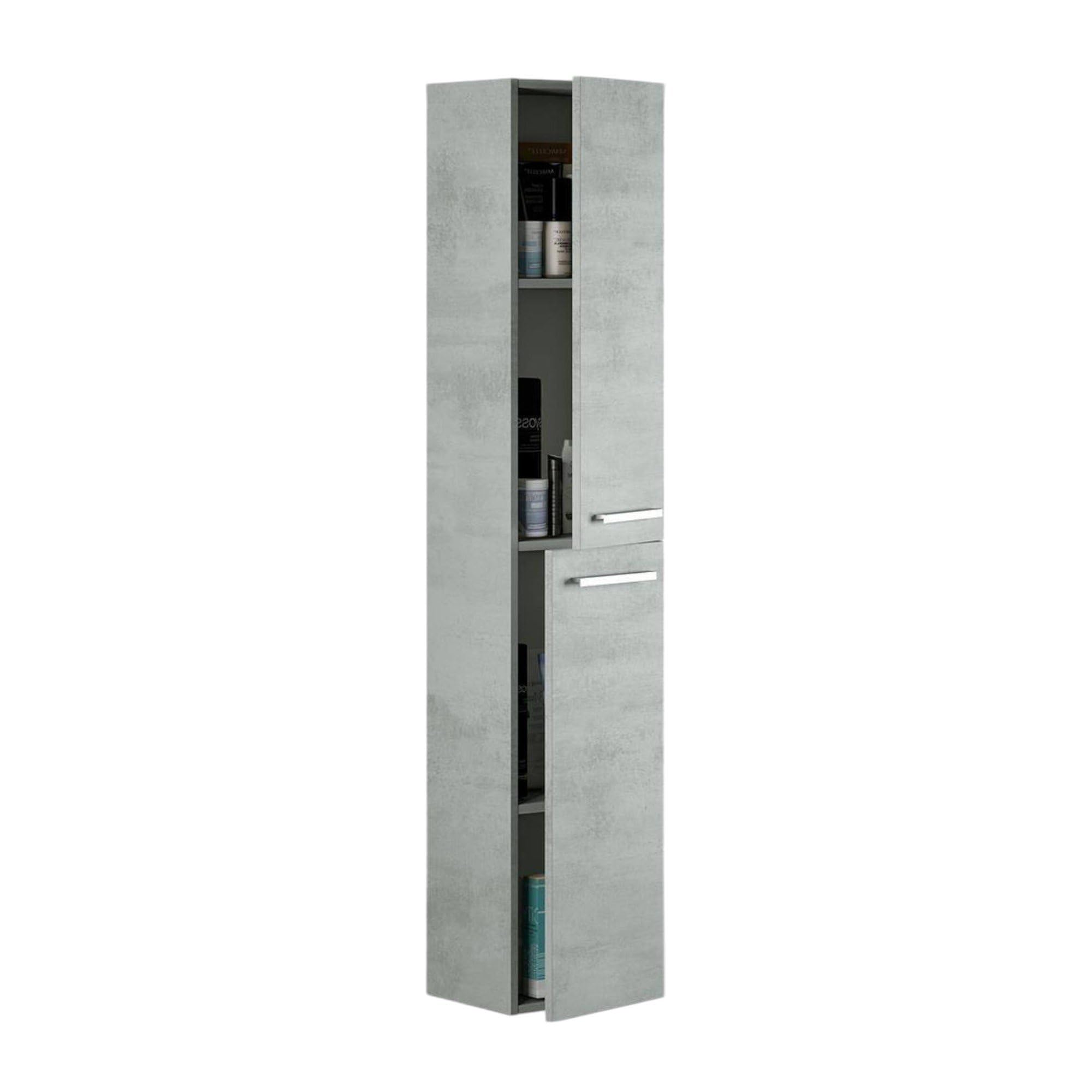 Dmora Mobile Colonna Alexandria 25x30x150h cm Grigio Cemento 2 Ripiani Modulabile, 4 Vani