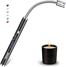 VEHHE Lichtbogen Feuerzeug Elektrisch, USB Aufladbares Elektro LED-Display Stabfeuerzeug Langer Flexibler Hals Geeignet für Küche,Kerzen,Gasherde,Grill Schwarz