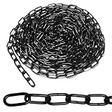 10M Stahlkette aus Kohlenstoffstahl, 3mm Starke Stahlkette, Metall Gliederkette Sicherheitskette, Kette Schwarz für Hundekette, Lampenkette, Schaukelkette, Hängesesselkette, Zaunkette
