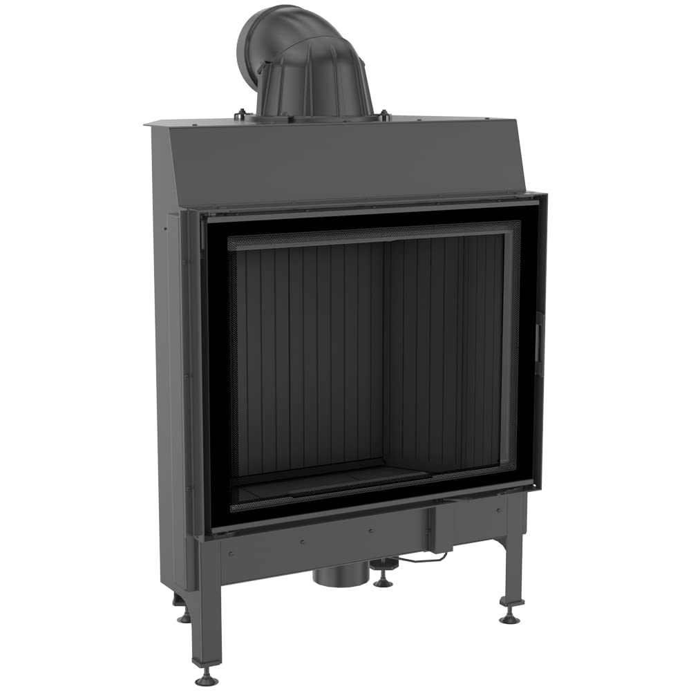 KRATKI Inserto per camino in acciaio a legna NADIA 13 kW Ø200 frontale A+ | Acciaio nero, efficienza 81%, classe A+. Ecodesign, BImSchV 2, Kratki PRO; per recupero calore.; combustione efficiente