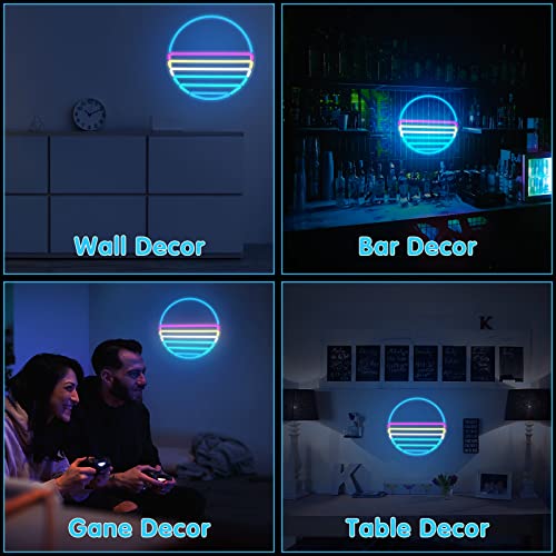 Sunset Neon Sign for Bedroom - IMEGINA Dimmable Cool Neon Signs for Wall Decor 12.6x12.6 Inch USB Powered, Large Led Novelty Neon Lights for Man Cave, Party, Bar, Boy\'s Room