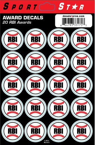 SportStar Baseball/Softball Helmet Award Decals - Baseball RBI (40 Stickers)