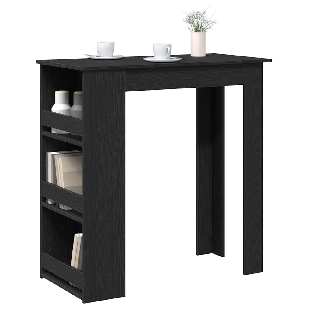 Bartisch Mit Regal Schwarz Eichenoptik 102x50x103,5 cm | 3 Ablagen, Holzwerkstoff, Pflegeleicht, Feuchtes Tuch Reinigung, Wandhalterung