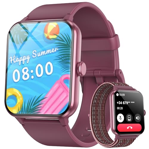 Baolubao Smartwatch Donna, 1.85' Smartwatch con Effettua/Risposta Chiamate, 100+ Sportive Smart Watch con 2cinturini/Cardiofrequenzimetro/Sonno, IP68 Impermeabile Fitness Tracker per iOS Android