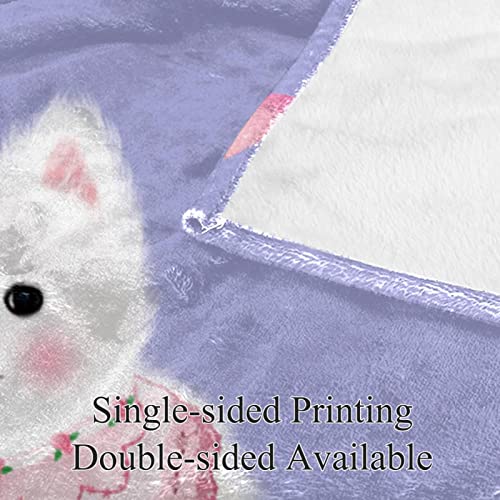 Couvertures chaudes et douces en microfibre, plaid peluche imprimé fleur et chien