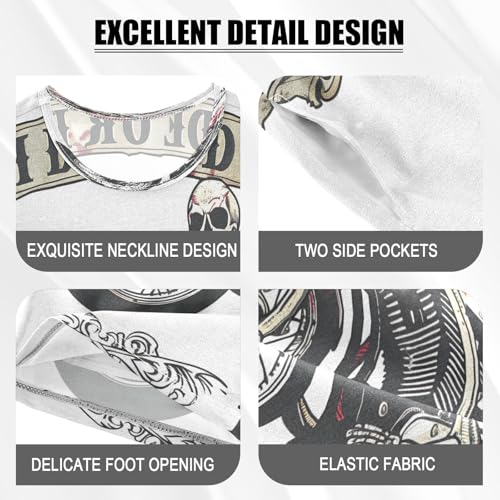 senya Short Sleeve Pajamas Sets Summer Cotton Sleepwear Skeleton Riding A Motorcycle4