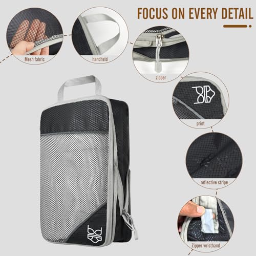 8 Set Compression Packing Cubes for Travel, Expandable Luggage Organizer with Shoe Bag & Laundry Bag - Lightweight Suitcase & Backpack Travel Essentials (Black)4