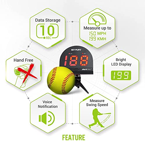 Netplayz Softball Radars, Speed Sensors Training Equipment (Hands-Free Radar Guns, Pitching Speed Guns | Softball Gifts, High-Tech Gadget & Gear For Softball Players, Black (Nis022132033) #TOP3