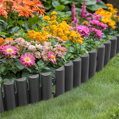 Navaris Valla Jardin Exterior   Bordura Jardin Exterior Montaje Sin Herramientas   Flexible para Esquinas   Borde Jardin Exterior Resistente   Borduras Jardin Imitación de Madera