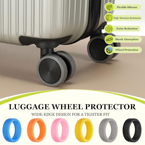 Image of 8Pack Luggage Wheel Protection Cover, Wear Resistant Anti Noise Silicone Protector Cover for 1.96-2.95 inch Spinner Wheel for Suitcases Chair Caster Travel, Orange