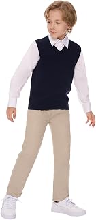 SMINLING Pinker Kids Boys Girls Sweater Vest V-Neck School Uniform Soft Knitted Cotton Top