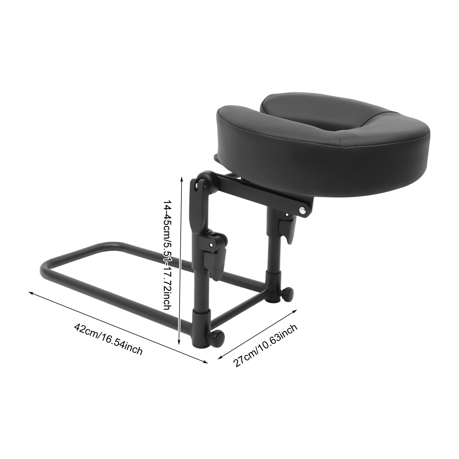 Supporto per il viso per lettini da massaggio, poggiatesta regolabile per tavolo da massaggio | Regolabile in altezza 14-45 cm e inclinabile a 180°, nero, per massaggio, fisioterapia e cura post-operatoria, 42 x 27 cm
