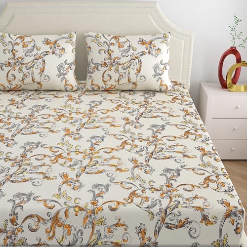 Image of Home Ecstasy Microfiber Wrinkle & Fade Resistant King Bedsheet with 2 Pillow Covers - (Size 108 x 108 inches, 140TC, Colour -Beige